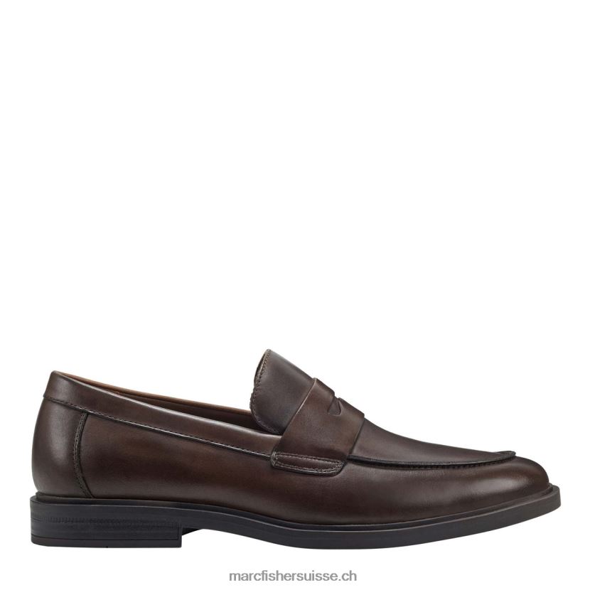Hommes Marc Fisher mocassins habillés damitri 084JBX732 cuir marron foncé